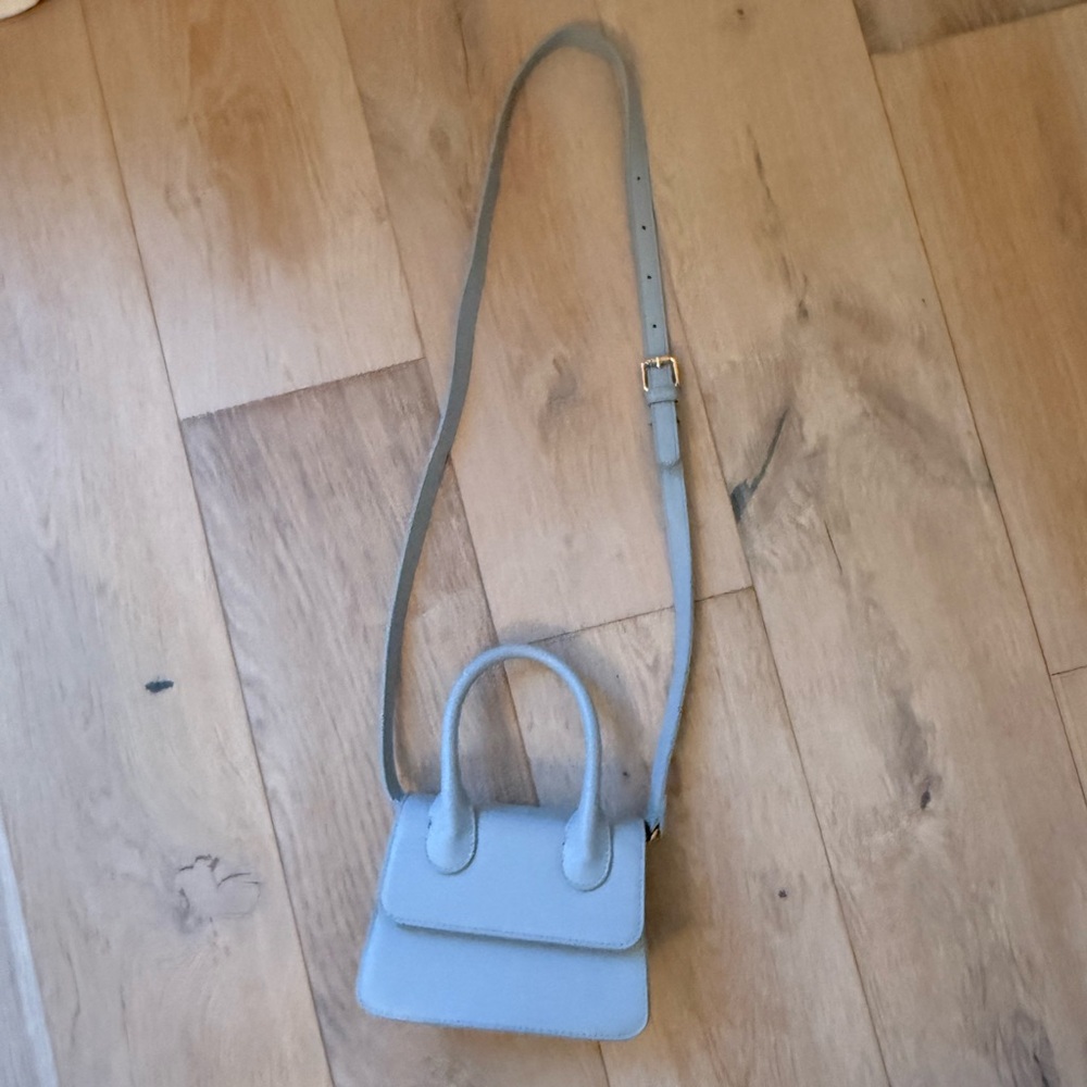 Abercrombie & Fitch Mini Crossbody Bag In Light Blue Faux Leather